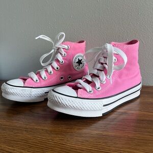 Girls Pink High-Top Platform Converse